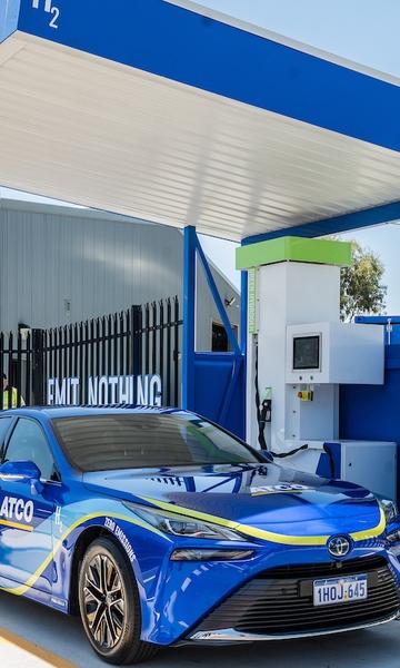 ATCO hydrogen fuel celled car at the hydrogen refueller station